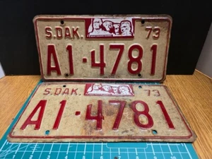 Authentic 1973 South Dakota License Plate Vintage License Plate A1-4781 PAIR - Picture 1 of 2