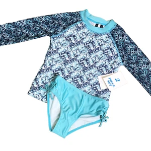 AQUA ET SOL Girl's 2-Piece Rash Guard & Bikini Bottoms Swim Set UPF 50+ Size 4 - Picture 1 of 12