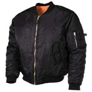 MFH Jacket Men's Jacket Military Aviation American US Flight Jacket MA1 Black - Picture 1 of 4