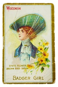 ANTIQUE FATIMA TURKISH CIGARETTES STATE GIRL SERIES – WISCONSIN - Picture 1 of 3