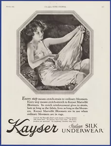 Vintage 1923 Kayser italienische Seide Unterwäsche Dessous Mode Kunst 20er Jahre Druck Anzeige - Bild 1 von 1