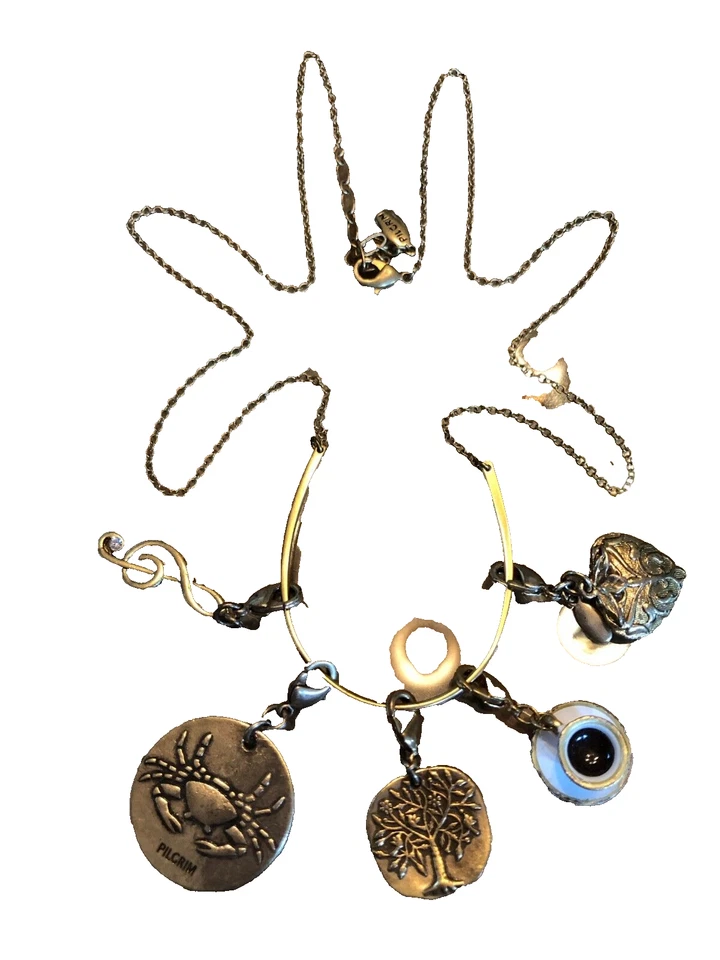 VINTAGE PILGRIM Denmark Danish CHARMS HOLDER NECKLACE Gold Tone - Image 1 of 4