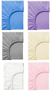 Soft 100% Cotton Fitted Sheet Stretch Sheet Natural Breathable Jersey Bedding - Picture 1 of 63