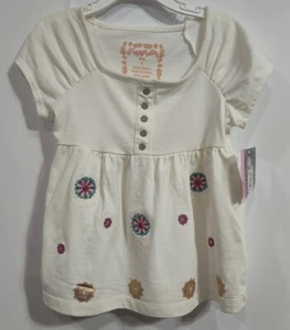 Flapdoodles Girl's Top 100% Cotton Boho Style Off White with Patchwork Size 6 - Picture 1 of 6