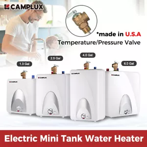Camplux 4/6 Gallon Electric Mini-Tank Water Heater Compact Kitchen Under Sink RV - Picture 1 of 32