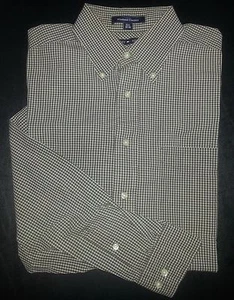 Tommy Hilfiger Shirt Weekend Classics 15.5-32/33 Green Brown White Grid s2880 - Picture 1 of 9