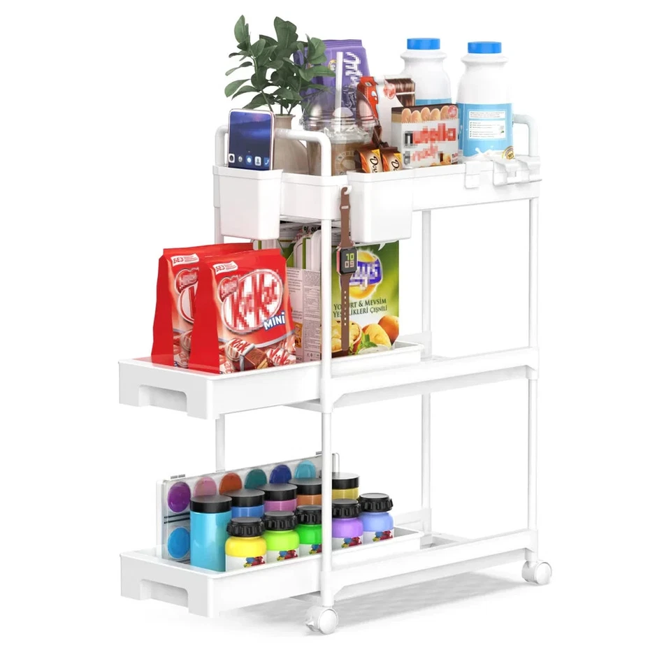 SPACEKEEPER Storage Trolley 3-Tier Rolling Utility Cart Storage Shelf on Wheels - Image 1 of 4