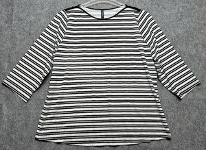Torrid Shirt Womens 2X Black Stripe Nylon Water Fun Beachy Top Nautical Coastal - Picture 1 of 10