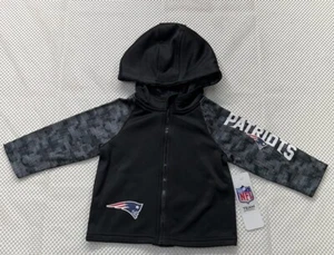 New England Patriots NFL Black Zip Up Hoodie Jacket Size 12M NWT New - Picture 1 of 4
