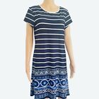 Jacklyn Smith  summer dress flowy loose boho striped blue/white floral Women M