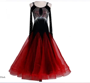 Ballroom Dance Dress Women's Performance Chinlon / Organza Crystals /SIZE L - Picture 1 of 6