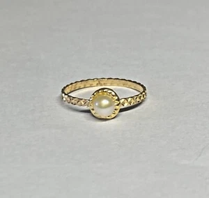 Ring 10 Karat Gelbgold und 4 mm echte Süßwasserperlen Mädchen/Damen  - Bild 1 von 6