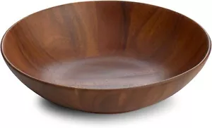 Salad bowl | Salad, pasta, fruit and nuts | Made of acacia wood |9” D x 2” H - Picture 1 of 5