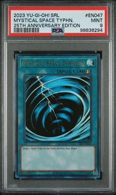 Yu-Gi-Oh! PSA 9 Mystical Space Typhoon SRL-EN047 Spell Ruler 25th Anniversary - Image 1 of 2