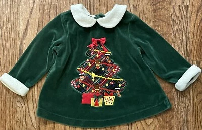 Túnica Swingtop Vintage Class Club Terciopelo Verde Árbol de Navidad Talla 18m Vacaciones Foto 1 de 3