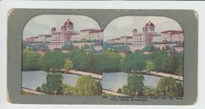 The Federal Palace and the Aare River Berne Switzerland Stereoview Card #1363 - Picture 1 of 2