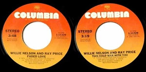 NELSON WILLIE w/RAY PRICE *VG* "FADED LOVE" 1980 US COLUMBIA STOCK 45 SINGLE - Imagen 1 de 1