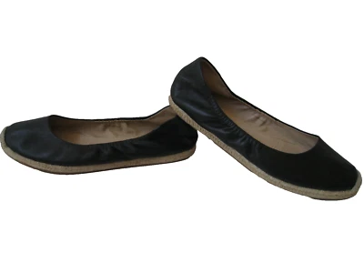 VIA SPIGA ARNELIA BALLET ESPADRILLE BLACK LEATHER FLATS US  9.5B HOT FREE S/H - Image 1 of 4