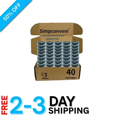 Hojas de afeitar de 40 unidades para hombre - Compatible con MACH3 y aptas para la piel Foto 1 de 4