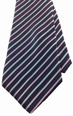Corbata de seda Power para hombre negra con rayas plateadas rosas corbata de seda hecha a mano Foto 1 de 4