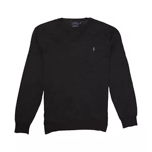 Polo Ralph Lauren Mens Dark Slim Fit Merino Wool V-Neck Sweater (2XLarge, Gray) - Picture 1 of 3