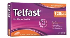 TELFAST Fast And Non-Drowsy Allergy Relief 120mg Tablet 10s (2 Packs) Free Ship