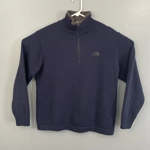 The North Face Wool Sweater Mens Medium 1/4 Zip Pullover Fall Winter Ski Jacket - Picture 1 of 13