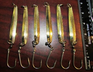 6 NEW Gold Dizzy Dee 3½" Salmon & Walleye / Trolling & Casting spoons - Picture 1 of 3