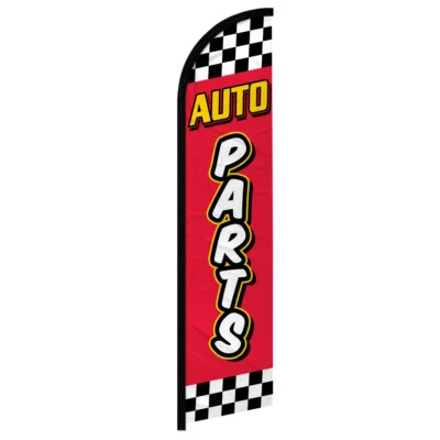 Auto Parts Windless Advertising Swooper Flag Automotive Red Checkered - Image 1 of 2