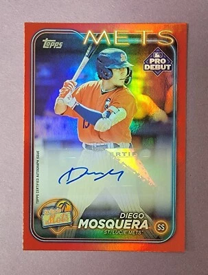 2024 Topps Pro Debut Diego Mosquera Red Foil Auto  09/10 #PD-72 New York Mets - Image 1 of 2