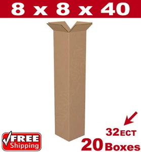 20 - 8x8x40 Cardboard Boxes Mailing Packing Shipping Box 32ECT Corrugated Carton - Picture 1 of 1