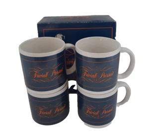 1981 Trivial Pursuit Trivia Board Game Ceramic Mug Coffee Cups Set/4 In Box NOS - Picture 1 of 3