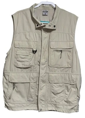Columbia Men's L Khaki Omni Dry GRT Fishing Vest Multipocket Hiking Hunting - Image 1 of 4