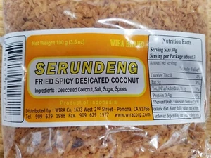 Serundeng Indonesian Fried Spicy Desicated (grated fried coconut) 100g (3.5 oz)  - Picture 1 of 4