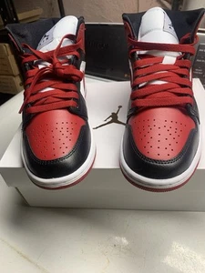 Zapatillas para mujer Air Jordan 1 RETRO Mid Bred Toe rojas negras 7,5 BQ6472-079 - Imagen 1 de 5