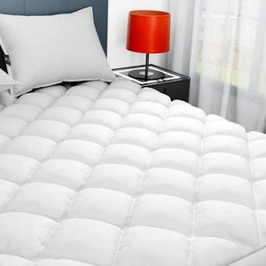 Queen Mattress Pad, Hypoallergenic Cotton Mattress Cover, 18-22" Extra Deep P... - Picture 1 of 9