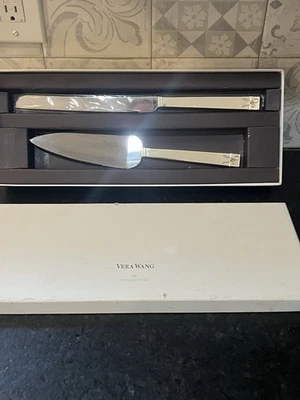 *Vera Wang Wedgwood Silver Cake Trowel Set Love Knot Wedding Cake Serving Bridal - Image 1 of 4