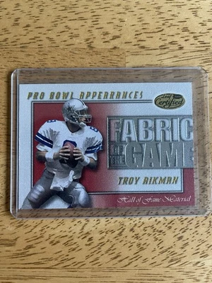 Troy Aikman 2000 Leaf Certified Fabric of the Game #FG6 233/250 Dallas Cowboys - Image 1 of 4