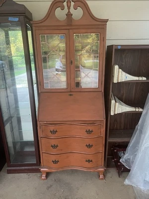 Escritorio de secretaria vintage/antiguo de arce macizo con funda Foto 1 de 4