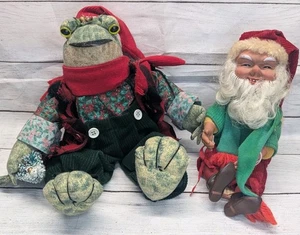 Vintage ARNE HASLE Norweger Weihnachtselfe Wichtel Original Latex Puppe & Frosch  - Bild 1 von 11