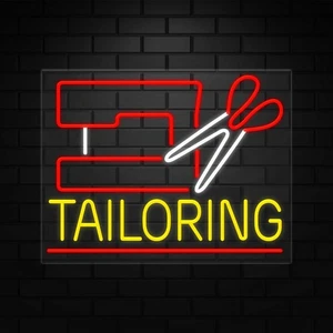 LED Flex Tailoring Neon Sign for Windows | 24"W x 31"H x 1"D - Picture 1 of 5
