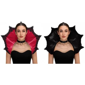 Women Velvet Gothic Victorian Vampire Collar Cape Halloween Cosplay Party AU - Picture 1 of 10