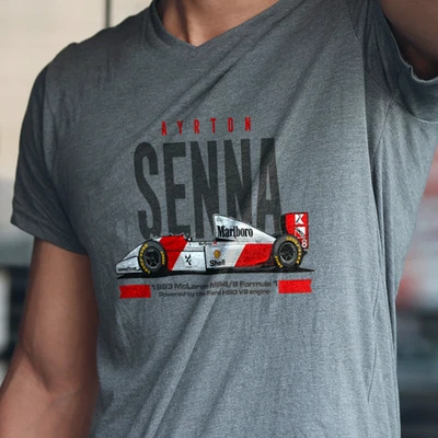 T-Shirt Retro Senna Mclaren MP4/8 Unisex F1 Racing Motorsport Cotton Tee Adult - Image 1 of 4