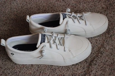 SPERRY Top-Sider Crest Vibe White Leather Sneakers Women's Sz. 9.5 - Image 1 of 3