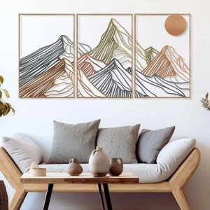 Zzbakress 3 Pezzi Colore per Montagna Metallo Decorazione Parete - Linea Minimalista Alba... - Foto 1 di 8