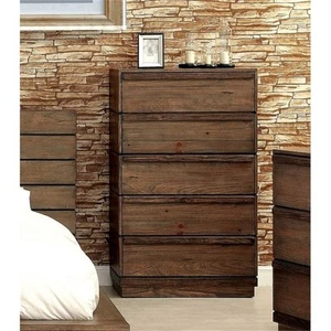 Furniture of America Benjy Solid Wood 5-Drawer Chest in Rustic Natural Tone - Picture 1 of 4