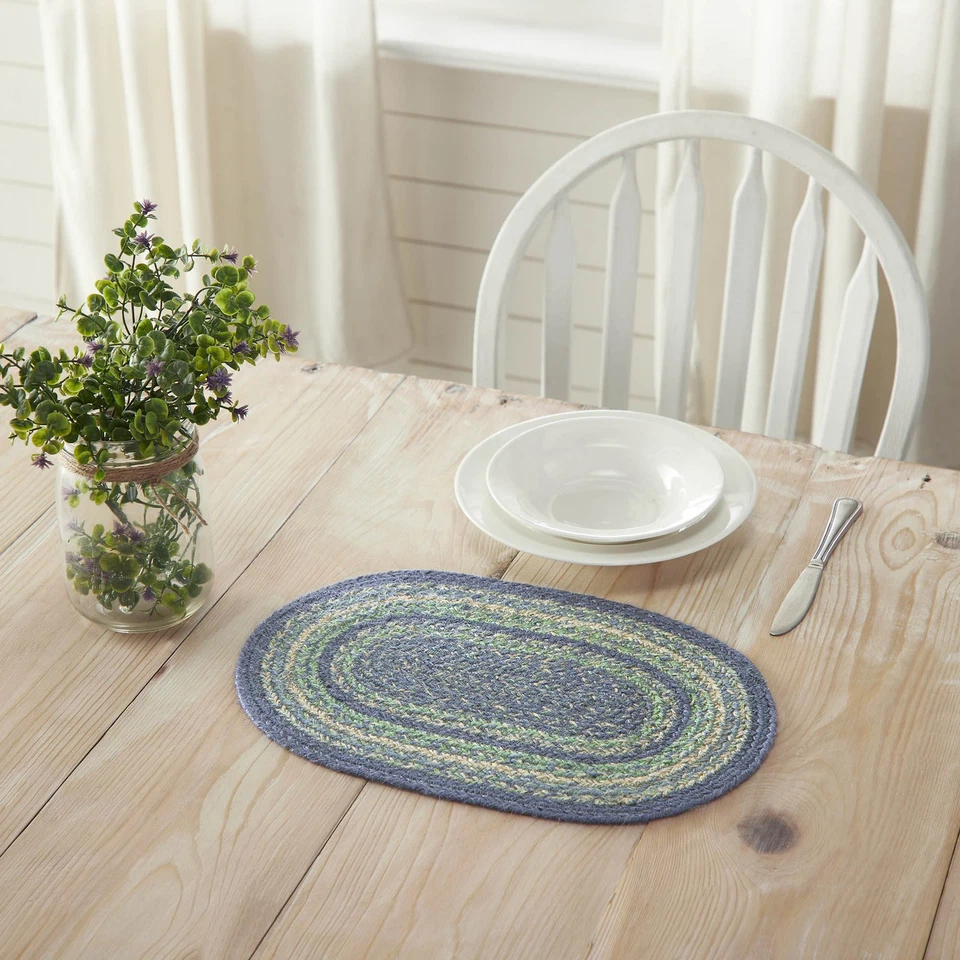 VHC Jolie Jute Oval Braided Placemat 10x15 Farmhouse Kitchen