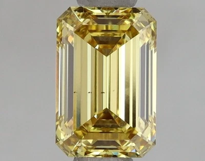 Emerald 1.10ct Fancy Intense  Yellow VS1 CVD IGI loose lab grown diamond - Image 1 of 3