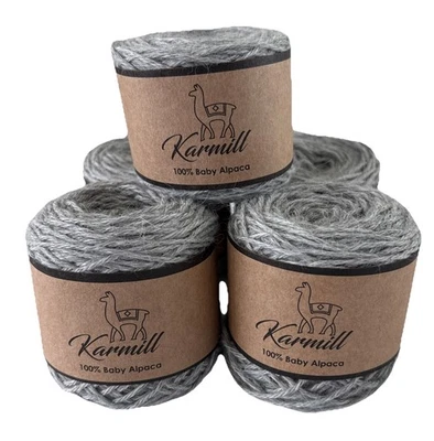 Alpaca Wool Skeins 100% Baby Alpaca Yarn DK Weight Lot of 5 Light Gray LG40 - Image 1 of 4