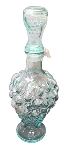 Mod Dep Vetreria Etrusca Grape Bunch oil Wine Decanter Aqua Green Italy 500 ML - Picture 1 of 2